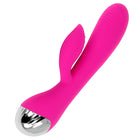 Vibrant pink silikon vibrator von ohmama mit kaninchenform silberner metallspitze und 10 vibrationsmodi