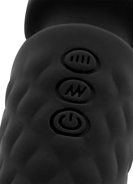 Ohmama wiederaufladbares massager fernbedienung aus schwarzem silikon mit fühlbaren tasten und 10 vibrationsmodi