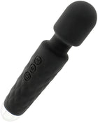 Ohmama wiederaufladbares massager wand in schwarz mit silikonummantelung texturiertem griff und drei steuerungstasten