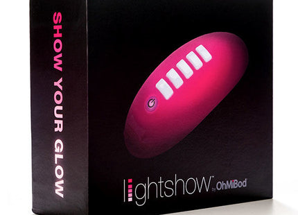 Pink leuchtendes ovales lightshow-gerät von ohmibod mit fernbedienung zur lichtstimulation