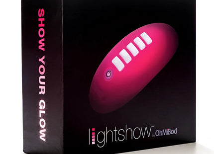 Pink leuchtendes ovales lightshow-gerät von ohmibod mit fernbedienung zur lichtstimulation