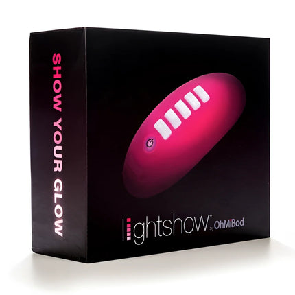 Pink leuchtendes ovales lightshow-gerät von ohmibod mit fernbedienung zur lichtstimulation