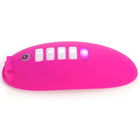 Vibrant pink silicone ohmibod lightshow-lichtstimulator with five white buttons and glowing purple light on the right side