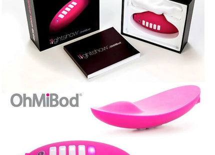 Ohmibod lightshow lichtstimulator in pink mit glattem glänzendem finish und fünf weißen rechteckigen tasten