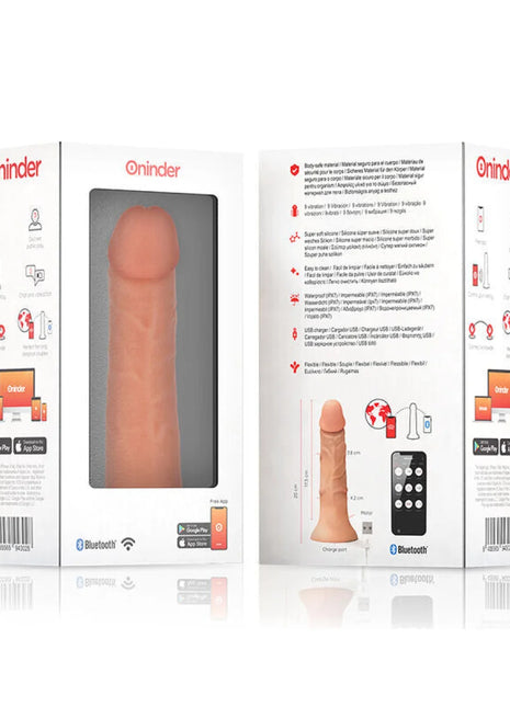 ONINDER - MITTLERER BOGOTÁ-VIBRATORDILDO MIT 9 GESCHWINDIGKEITEN NATÜRLICH 20 CM -O- 4.2 CM - KOSTENLOSE APP