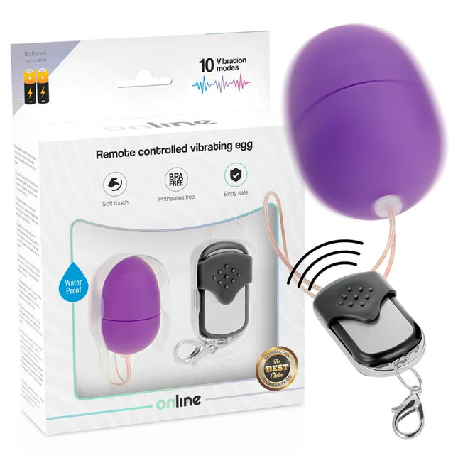 Lila fernbedienung vibrierendes ei mit schwarzem und silbernem keychain controller für diskrete nutzung
