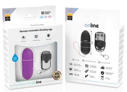 Lila fernbedienung vibrierendes ei aus abs kunststoff mit passendem schwarzem steuergerät in eleganter verpackung
