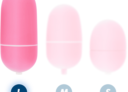 Online fernbedienung vibrierendes ei in rosa aus silikon in groß mittel und klein sichtbar