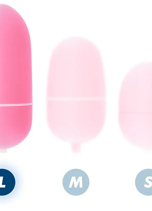 Online fernbedienung vibrierendes ei in rosa aus silikon in groß mittel und klein sichtbar