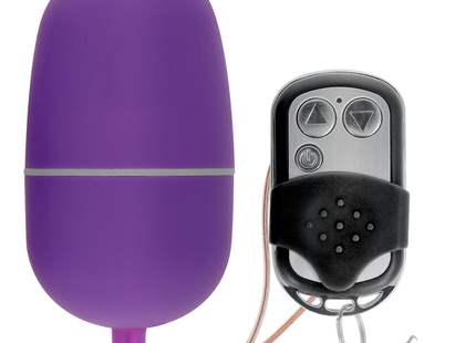 Lila silikon vibrierendes ei mit silbernem akzentband und fernbedienung für komfortable nutzung