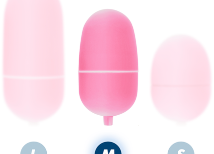 Online fernbedienung vibrierendes ei m rosa pinkes silikonspielzeug mit weißer linie und kleinem hervorstehendem detail unten