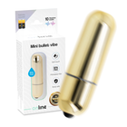 Sleek goldene mini vibrationskugel in zylinderform mit glatter metallischer oberfläche und schwarzer spitze