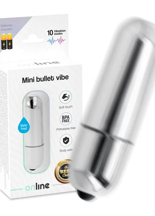 Online mini silber vibrierende kugel mit silberner metalloberfläche und schwarzer spitze in kompakter form