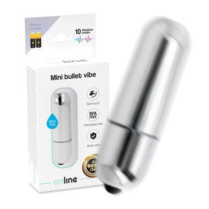 Online mini silber vibrierende kugel mit silberner metalloberfläche und schwarzer spitze in kompakter form