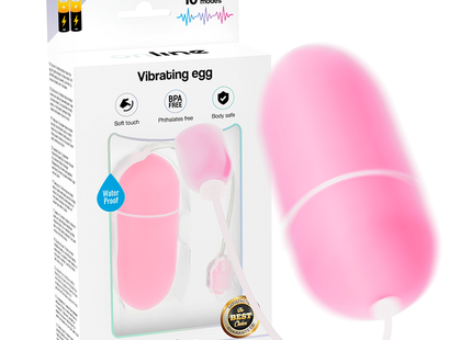Rosa wasserdichtes vibrations-ei mit glatter oberfläche, weißem kabel und batteriefach für online spielzeug
