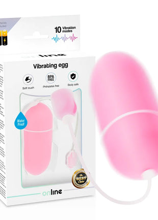 Rosa wasserdichtes vibrations-ei mit glatter oberfläche, weißem kabel und batteriefach für online spielzeug