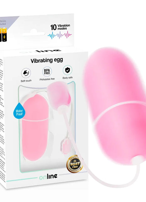 Rosa wasserdichtes vibrations-ei mit glatter oberfläche, weißem kabel und batteriefach für online spielzeug