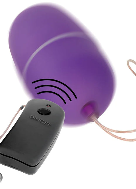 Violettes silikon vibrierendes ei mit schwarzer fernbedienung on off taste und silberner klammer