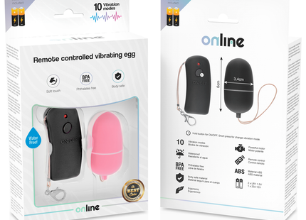 Online vibrierendes ei mit rosa fernbedienung in schwarzer abs kunststoffverpackung und passender fernbedienung