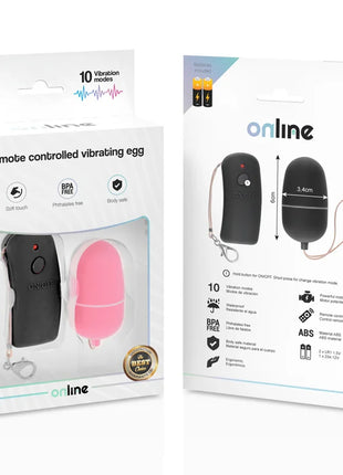 Online vibrierendes ei mit rosa fernbedienung in schwarzer abs kunststoffverpackung und passender fernbedienung
