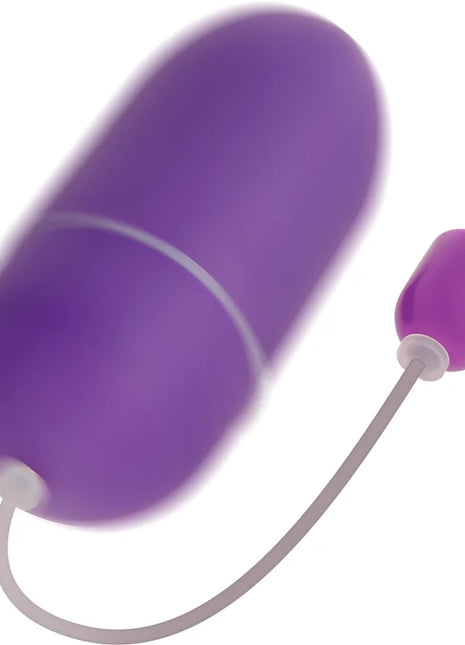 Wasserfestes vibrationsei aus fliederfarbenem silikon mit passendem cap und grauem kabel