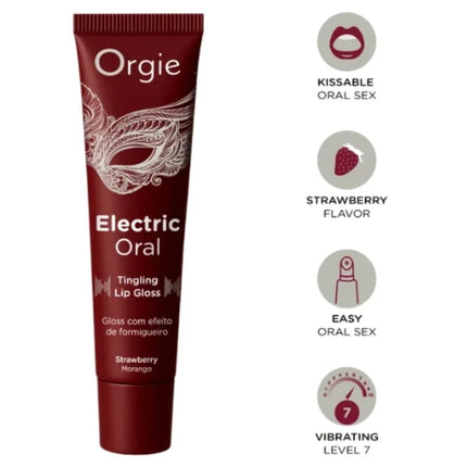 Maroon tube orgie elektrischer kribbelnder lippenbalsam 15 ml mit erdbeergeschmack und vibrierstufe 7