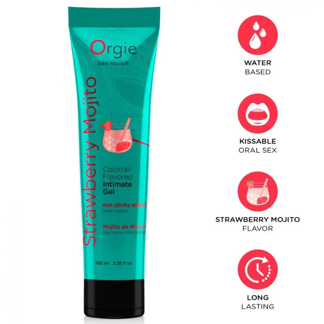Tealfarbene orgie tube cocktail erdbeer-mojito wasserbasiertes intimgel 100 ml für küssbare verwendung