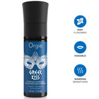 Blaue zylindrische flasche orgie griechisches kuss anallingus stimulierungsgel minze 50 ml mit schwarzem deckel und silberner maske