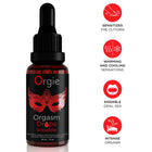 Schwarze glasflasche mit schwarzem tropfverschluss und roter maskenetikettierung kussbare tropfen orgie orgasmustropfen 30 ml