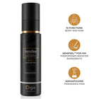 Schwarze zylindrische pheromon-booster sensfeel™ flasche mit goldakzenten für männer verführungs-elixier 10 in 1