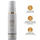 Silberne zylindrische flasche mit goldakzenten sensfeel pheromon-booster für frau von orgie 100 ml