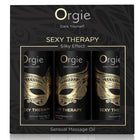 Orgje sexy therapy mini kollektion mit schwarzen und goldenen sensuelle massageölen im eleganten geschenkset