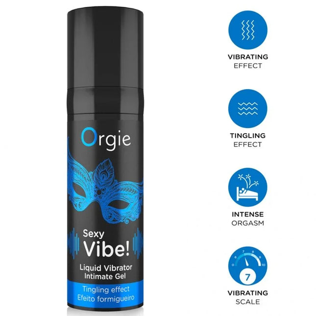 Schwarze zylindrische flasche orgie sexy vibe flüssigkeitsvibrator mit blauem maskendesign für aufregende empfindungen