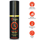 Schwarze zylindrische orgie time lag 2 verzögertes sprayflasche mit goldenem ring und orange-weißem text 10 ml