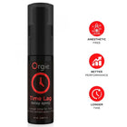 Schwarze zylindrische sprayflasche orgie zeitverzögertes spray anästhesiefrei mit rotem logo 25 ml