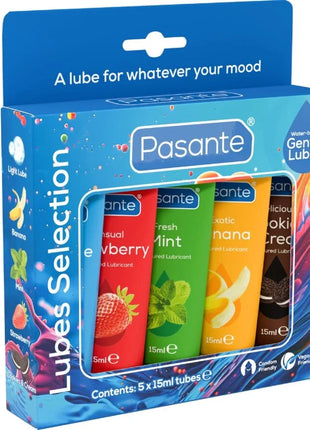 PASANTE - PACKUNG SORTIERTE SCHMIERMITTEL MIT GESCHMACK 5 EINHEITEN X 15 ML