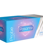 Pasante probe cover kondome box mit 144 einheiten in blau lila box mit silber folie akzenten