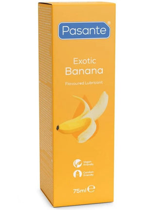 Pasante schmiermittel auf wasserbasis mit bananengeschmack in einer kräftigen orangenen verpackung 75 ml