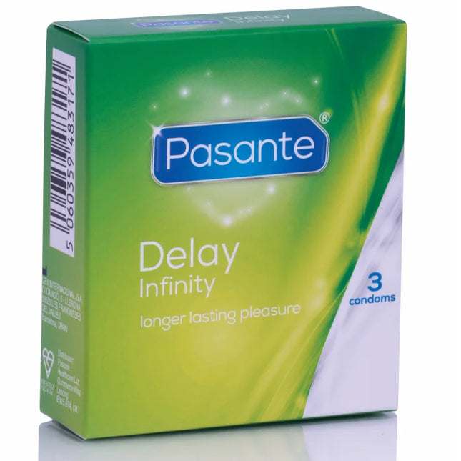 Grüne und weiße pasante delay infinity kondomverpackung mit leuchtendem herzdesign für verzögernden schutz