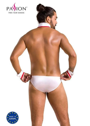 Weiße passion herren slip gregory mit rotem rand und passendem kragen aus weichem material