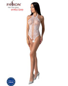 Weißer spitzenbody mit neckholder und feinem mesh-detail im passion bs094 schwarzer bodystocking eine größe