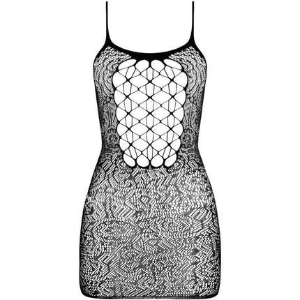 Schwarzes lace bodycon kleid passion bs096 mit geometrischem mesh einsatz und dünnen spaghetti trägern in eine größe