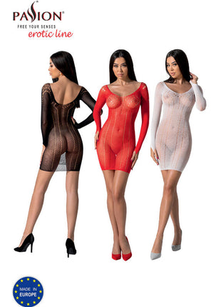 Passion bs101 bodystocking schwarz eine größe schwarze transparente bodycon kleid mit langen ärmeln und rückendetailansicht