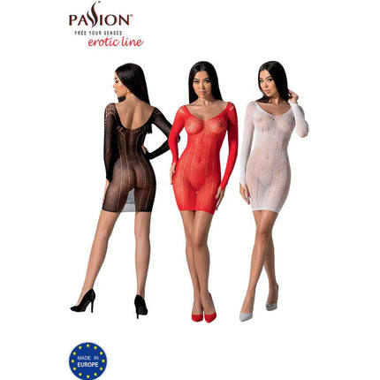 Passion bs101 bodystocking schwarz eine größe schwarze transparente bodycon kleid mit langen ärmeln und rückendetailansicht