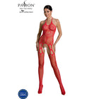 Roter spitzen-body mit feinem mesh und cut-out-design aus der passion eco collection bodystocking eco bs002 schwarz