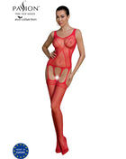 Roter lace bodystocking mit mesh panels und cutouts aus der passion eco collection in formgebendem design