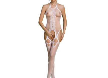 Weisses lace mesh bodystocking mit cutout details aus der passion eco collection rückansicht