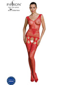 Roter lace bodystocking aus der passion eco collection mit filigranen cut-out mustern und transparentem mesh-design