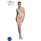 Sheer, light pink lace bodysuit with mesh design and cut-out details from passion eco collection bs014 rot