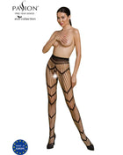 Schwarze netzstrumpfhose mit geometrischem gittermuster und verstärktem bund aus der passion eco collection